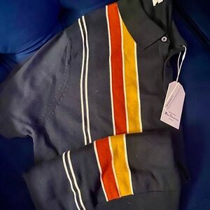 Ben Sherman Men's Polo Sweater - navy, Orange, Yellow in a slim fit